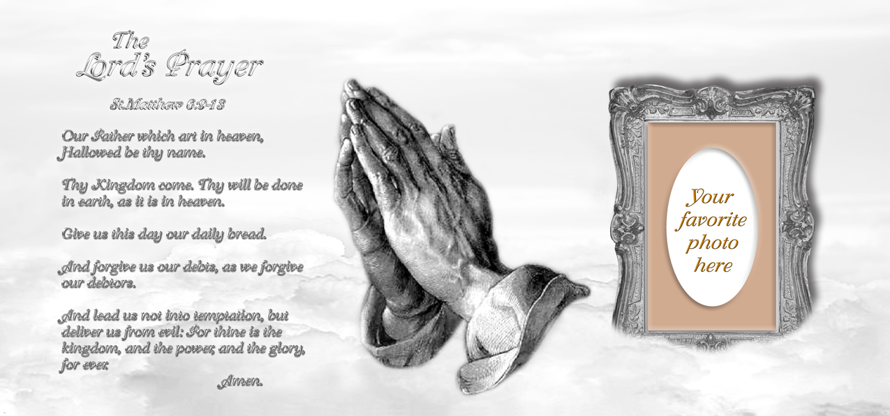 Lords Prayer Clouds Praying Hands White-Silver